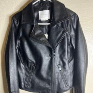 Anthropologie Faux-Leather Black Moto Jacket  Size Small